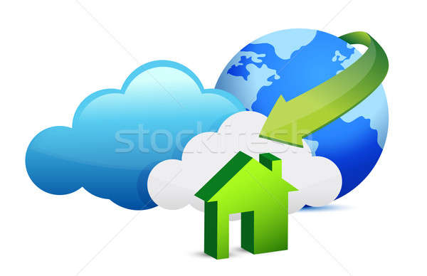 Felhő alapú technológia otthon érkezés illusztráció terv ház Stock fotó © alexmillos