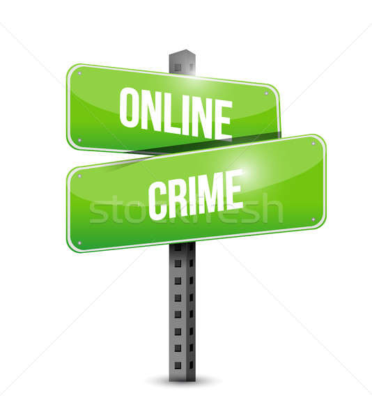On-line crime placa sinalizadora ilustração projeto computador Foto stock © alexmillos