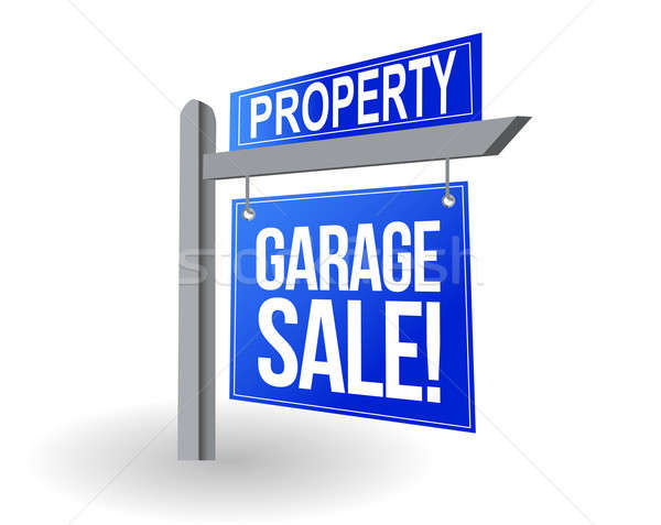 Stockfoto: Garage · verkoop · Blauw · teken · illustratie · ontwerp