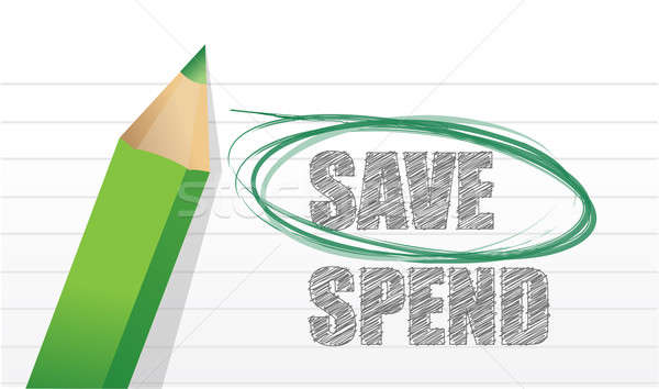 Save instead of Spend illustration design over white Stock photo © alexmillos