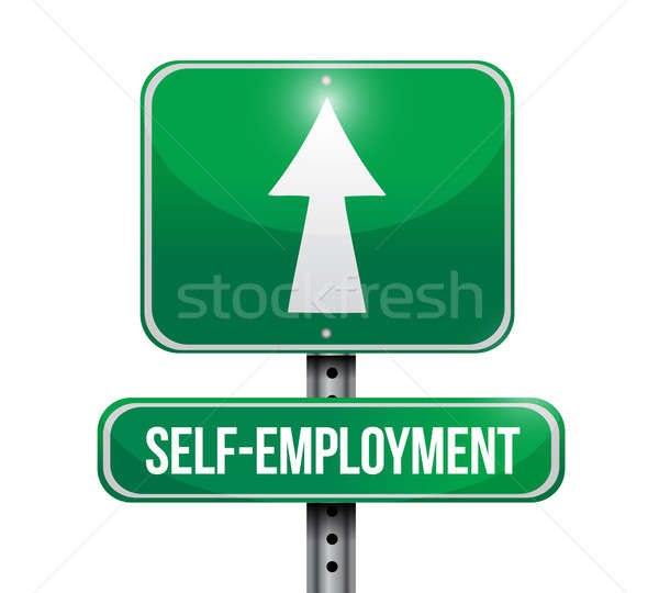 Stock photo: self employment road sign illustration design over a white backg