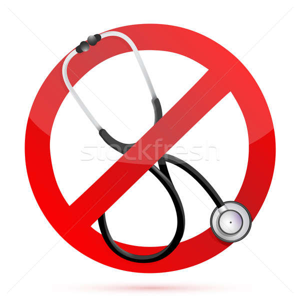 no medical help sign with a Stethoscope illustration design over Stock photo © alexmillos