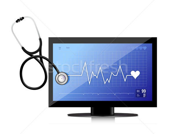 Nowoczesne medycznych app płaski ekran stetoskop ilustracja Zdjęcia stock © alexmillos