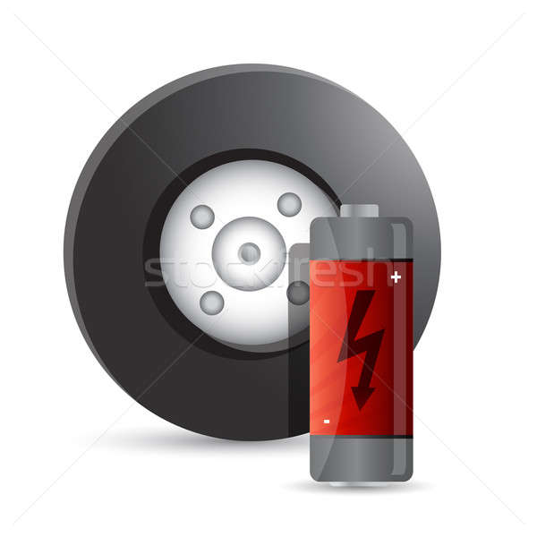 wheel and battery illustration design over a white background Stock photo © alexmillos