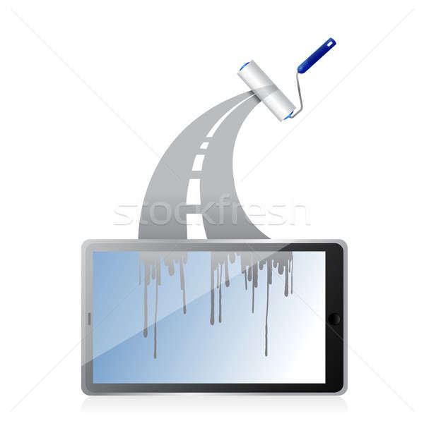 paint roller ink highway technology illustration design over a w Stock photo © alexmillos