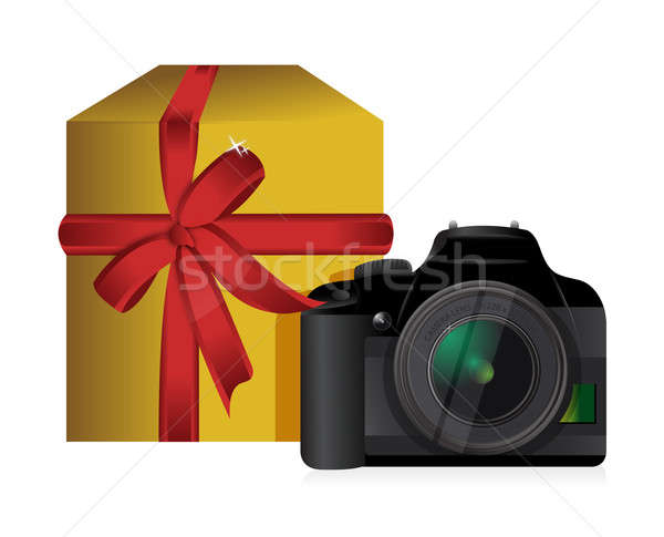 camera gift box illustration design over a white background Stock photo © alexmillos