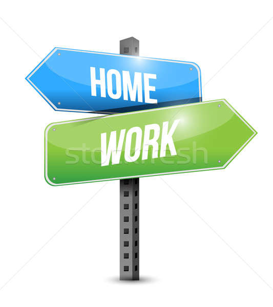 home and work road sign illustration design over a white backgro Stock photo © alexmillos