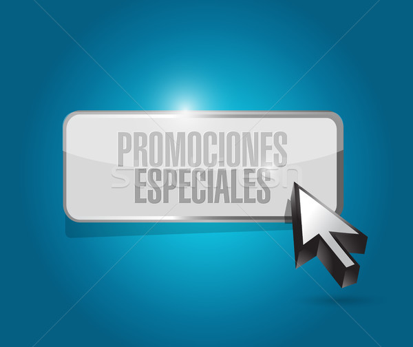 special promotions in Spanish button sign Stock photo © alexmillos