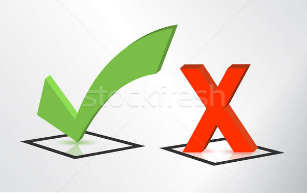 Accept and Decline check and x mark signs Stock photo © alexmillos