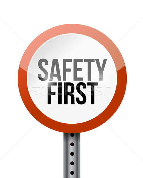 商业照片: 安全 · 第一 · 路标 · 插图 · 设计 ·白