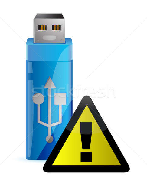 Vector USB Flash drive with WARNING sign illustration design Stock photo © alexmillos