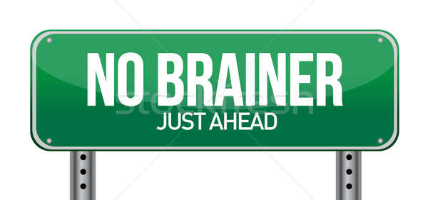 No Brainer, Just Ahead Green Road Sign Stock photo © alexmillos