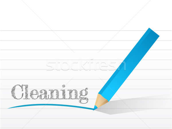 Cleaning written on a piece of notepad paper Stock photo © alexmillos