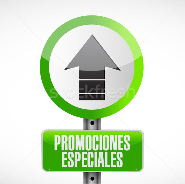 special promotions in Spanish road sign concept Stock photo © alexmillos