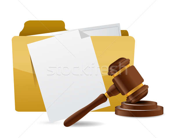 folder document papers and gavel illustration design over a whit Stock photo © alexmillos