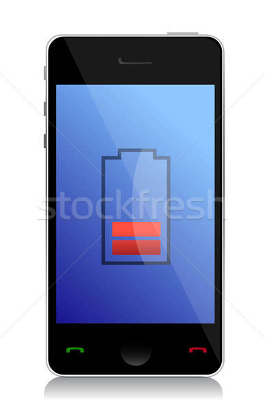 phone with low battery illustration design over a white backgrou Stock photo © alexmillos