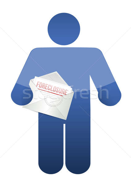 Guy holding a foreclosure letter. illustration  Stock photo © alexmillos