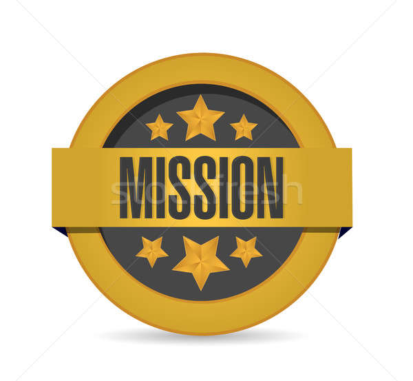 gold mission seal stamp illustration isolated Stock photo © alexmillos