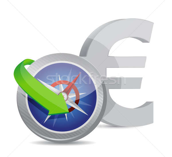 歐元 指南針 貨幣 交流 方向 插圖 商業照片 © alexmillos