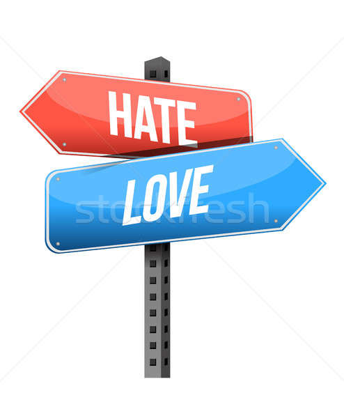 Nefret sevmek yol işareti örnek dizayn beyaz Stok fotoğraf © alexmillos