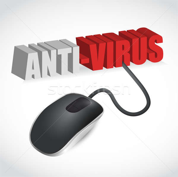 mouse connected to the red word Anti-Virus i Stock photo © alexmillos