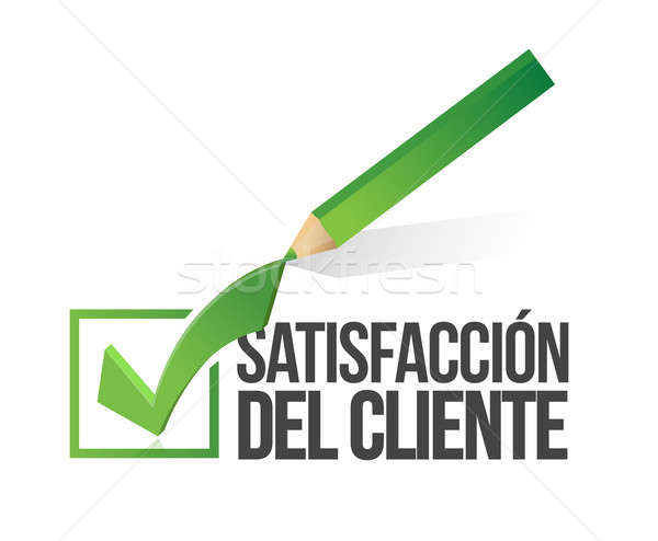 spanish, customer satisfaction checkmark, pencil Stock photo © alexmillos