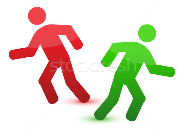 Running different directions illustration design Stock photo © alexmillos