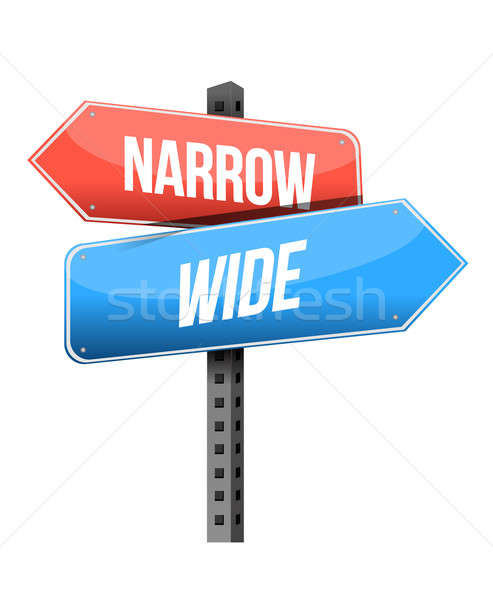 narrow, wide road sign illustration design over a white backgrou Stock photo © alexmillos