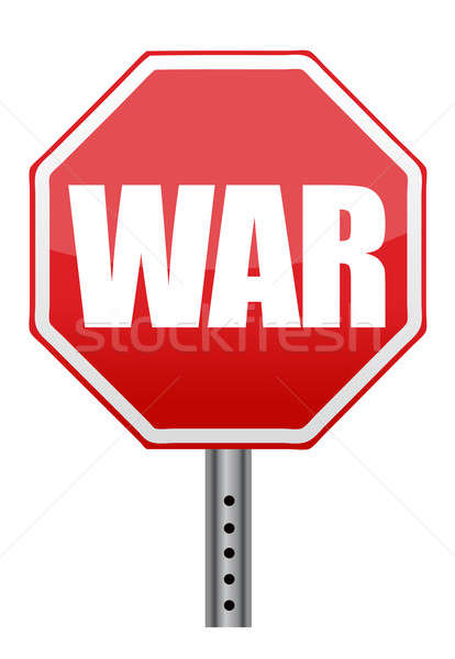 red stop war sign illustration design over white Stock photo © alexmillos