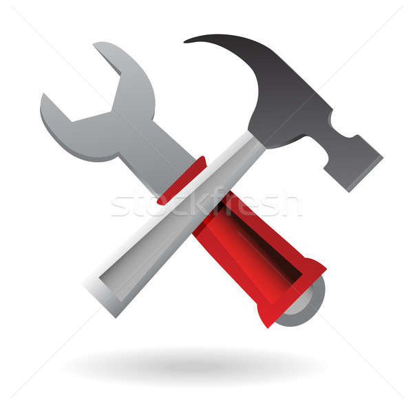 hammer and Wrench Icon illustration design over white Stock photo © alexmillos