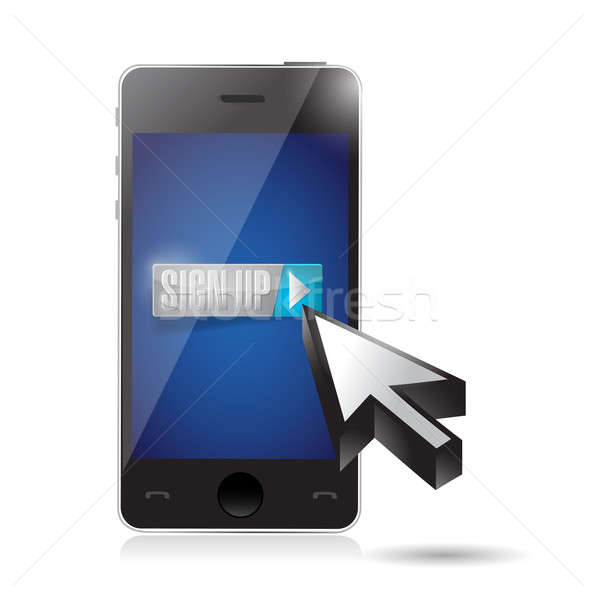 sign up on phone. illustration design over a white background Stock photo © alexmillos