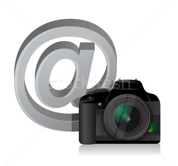 camera and internet at sign illustration design over white Stock photo © alexmillos