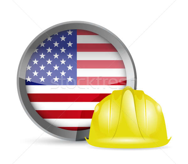 American flag and construction helmet  Stock photo © alexmillos