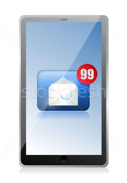 Számítógép tabletta spam illusztráció terv fehér Stock fotó © alexmillos