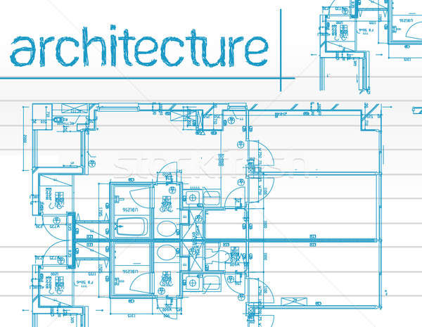 Illustration of architecture Blueprints over notepaper. Stock photo © alexmillos