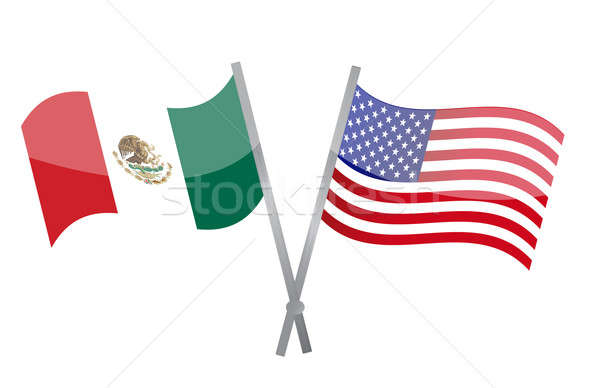 American and Mexican alliance and friendship illustration Stock photo © alexmillos