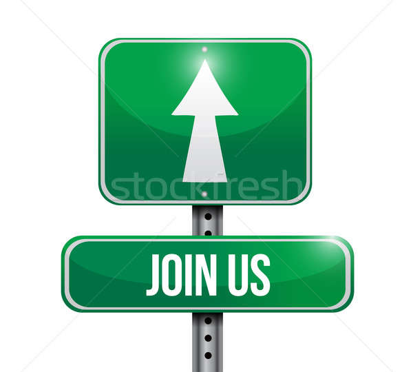 join us road sign illustration design over white Stock photo © alexmillos