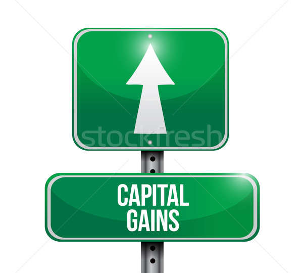 capital gains road sign illustrations design over white Stock photo © alexmillos