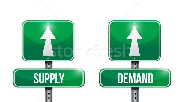 supply and demand road sign illustrations design over white Stock photo © alexmillos