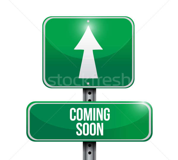 coming soon road sign illustration design over a white backgroun Stock photo © alexmillos
