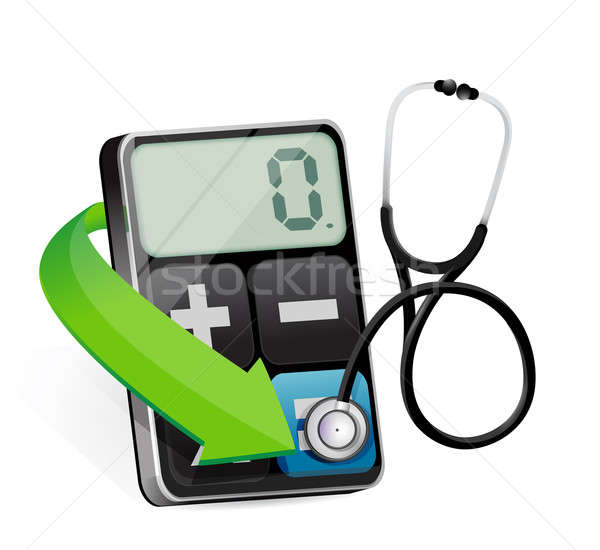 calculator with a Stethoscope illustration design over white Stock photo © alexmillos