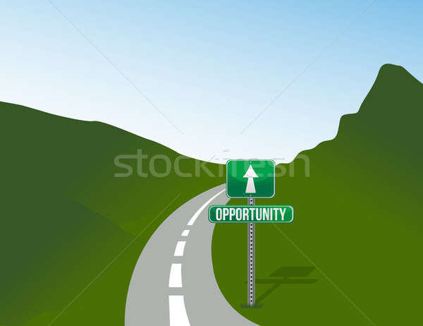 Opportunity road with sign landscape illustration design Stock photo © alexmillos
