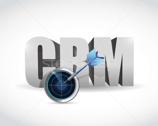 Stockfoto: Crm · target · oplossingen · illustratie · ontwerp · witte