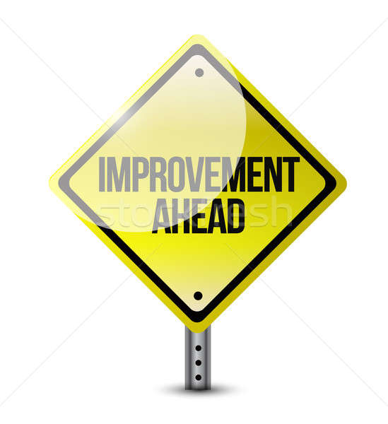 improvement ahead road sign illustration design over a white bac Stock photo © alexmillos