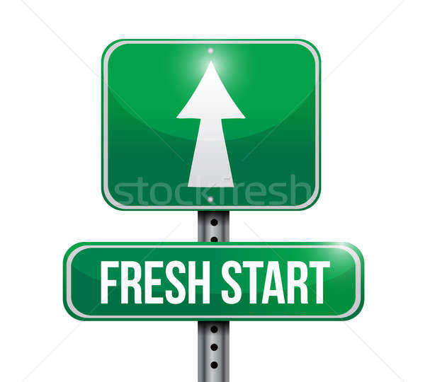 fresh start road sign illustration design over white Stock photo © alexmillos