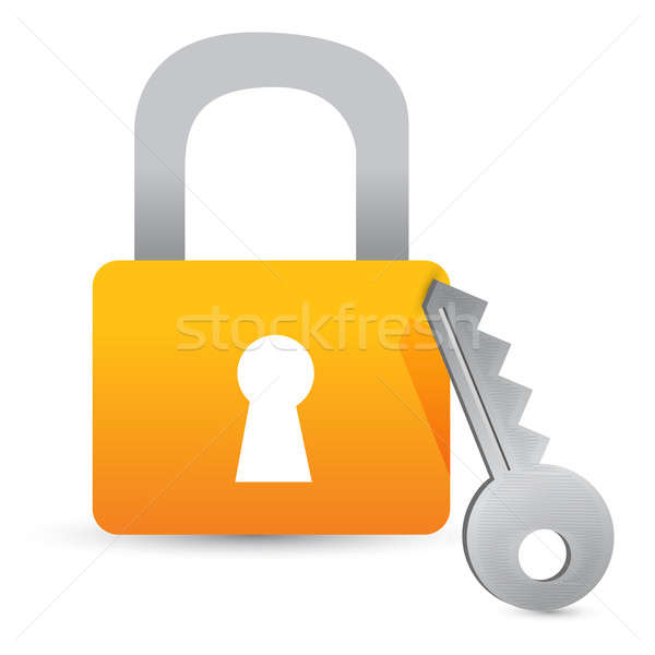 lock and key illustration design over a white background Stock photo © alexmillos