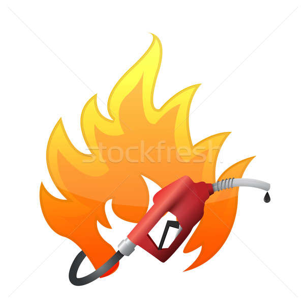 Fire with a gas pump nozzle Stock photo © alexmillos