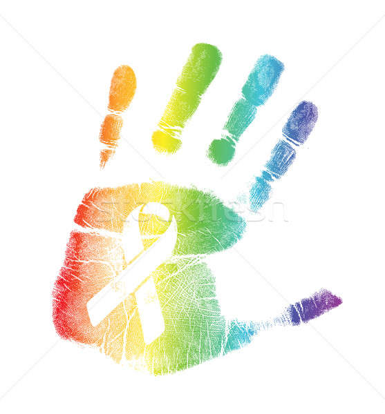 Homoszexuális büszkeség szalag illusztráció kéz egészség Stock fotó © alexmillos