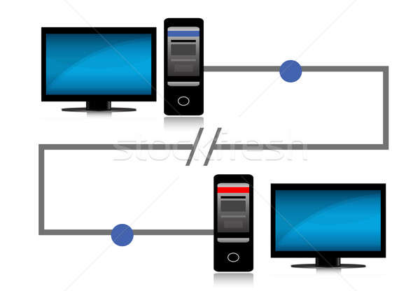 Stock photo: connection problem between two computers