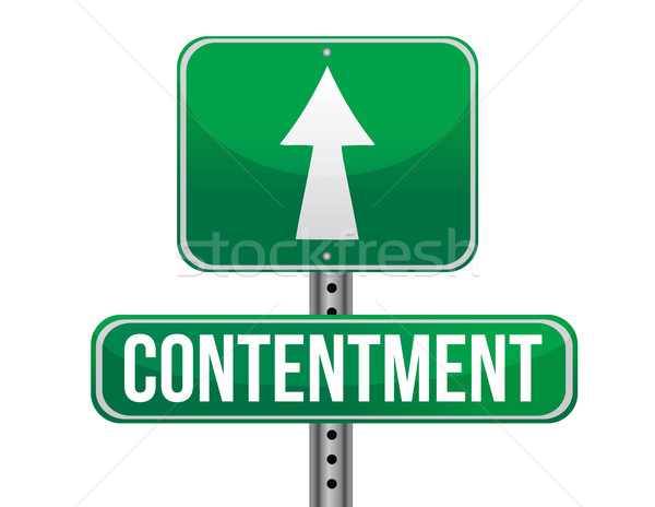 contentment road sign illustration design over a white backgroun Stock photo © alexmillos